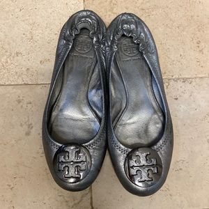 Tory Burch gun metal ballet flats size 7
